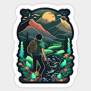 Hiking Cartoon Design - Buy and Plant a Tree Sticker